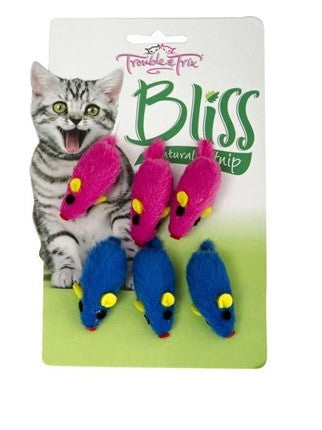 Trouble & Trix Cat Toy Bliss Mice 6pk-Cat Gyms & Toys-Ascot Saddlery