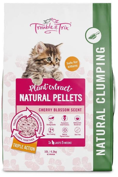 Trouble & Trix Litter Natural Cherry Blossom 10lit-Cat Litter & Accessories-Ascot Saddlery