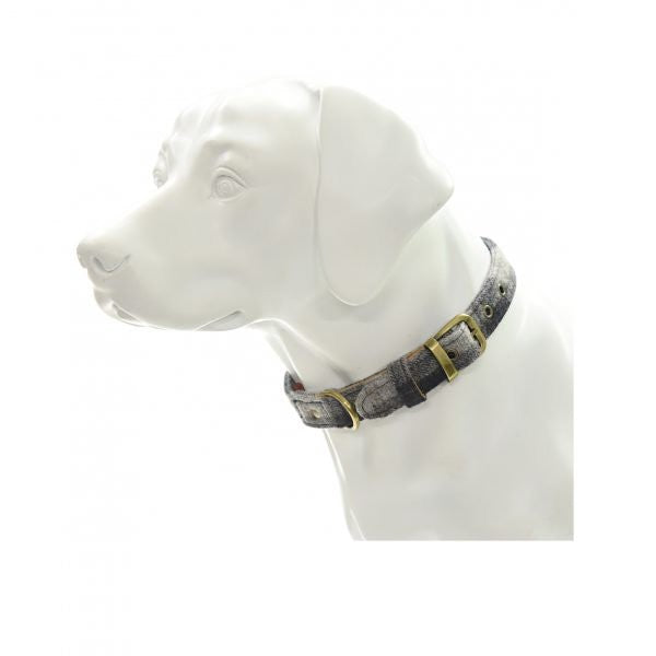 Tweedmill Tweed Dog Collar Navy Check-Dog Collars & Leads-Ascot Saddlery