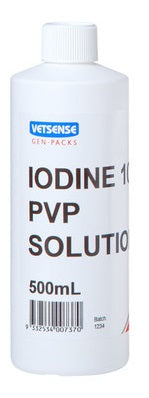 Vetsense Iodine 10% 500ml Pvp Solution-STABLE: First Aid & Dressings-Ascot Saddlery