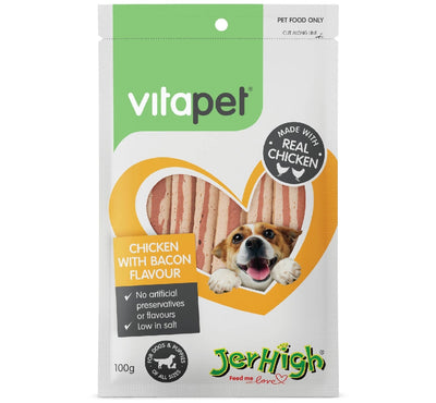 Vitapet Dog Treat Jerhigh Chicken Bacon 100gm-Dog Treats-Ascot Saddlery
