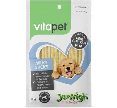 Vitapet Dog Treat Jerhigh Milky Sticks 100gm-Dog Treats-Ascot Saddlery