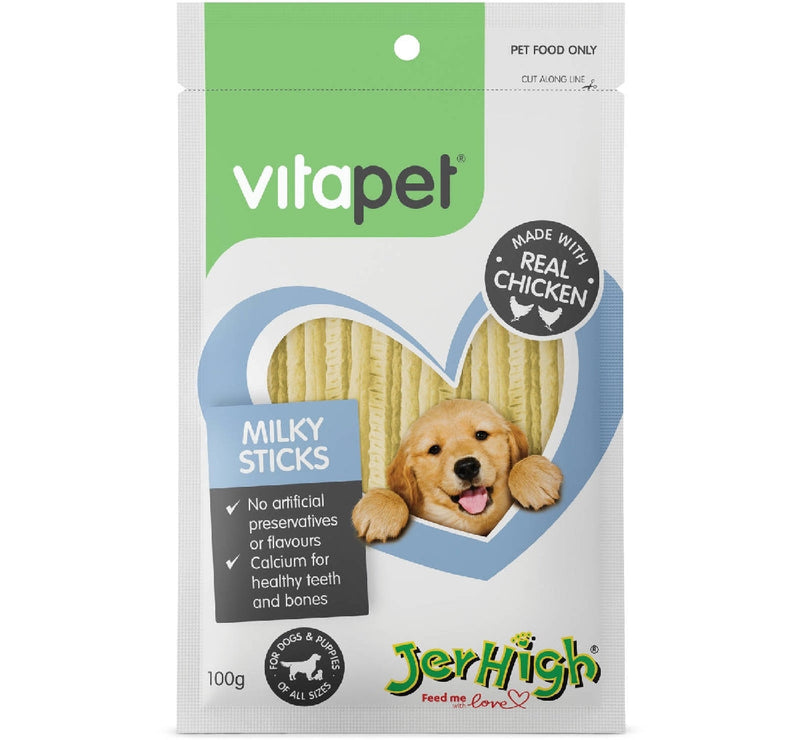 Vitapet Dog Treat Jerhigh Milky Sticks 100gm-Dog Treats-Ascot Saddlery