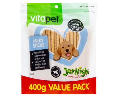 Vitapet Dog Treat Jerhigh Milky Sticks 400gm-Dog Treats-Ascot Saddlery