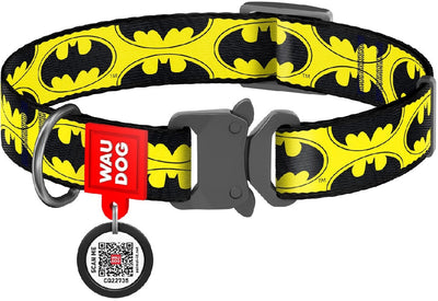 Waudog Dog Collar Batman Logo-Dog Collars & Leads-Ascot Saddlery