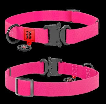 Waudog Waterproof Dog Collar With Qr Passport Pink-Dog Collars & Leads-Ascot Saddlery