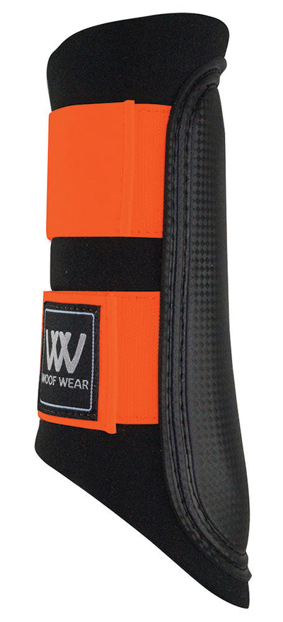 Woof Club Brushing Boots Neoprene Black & Orange-HORSE: Horse Boots-Ascot Saddlery