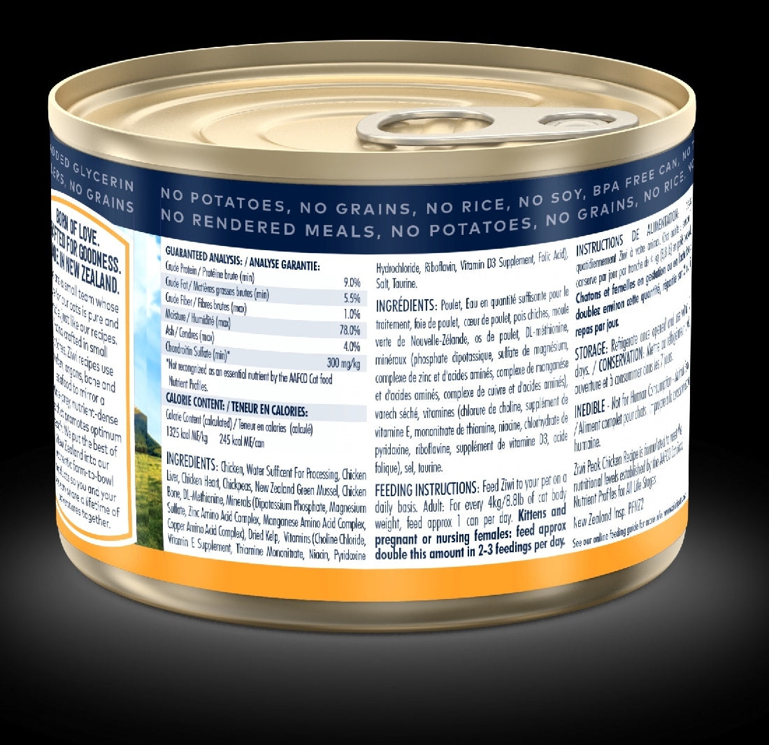 Ziwi Peak Cat Food Can Chicken 185gm-Cat Food & Treats-Ascot Saddlery