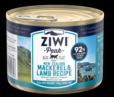 Ziwi Peak Cat Food Can Mackerel & Lamb 185gm-Cat Food & Treats-Ascot Saddlery