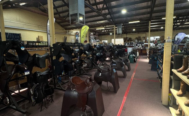 The saddle floor at Ascot Saddlery in Flemington